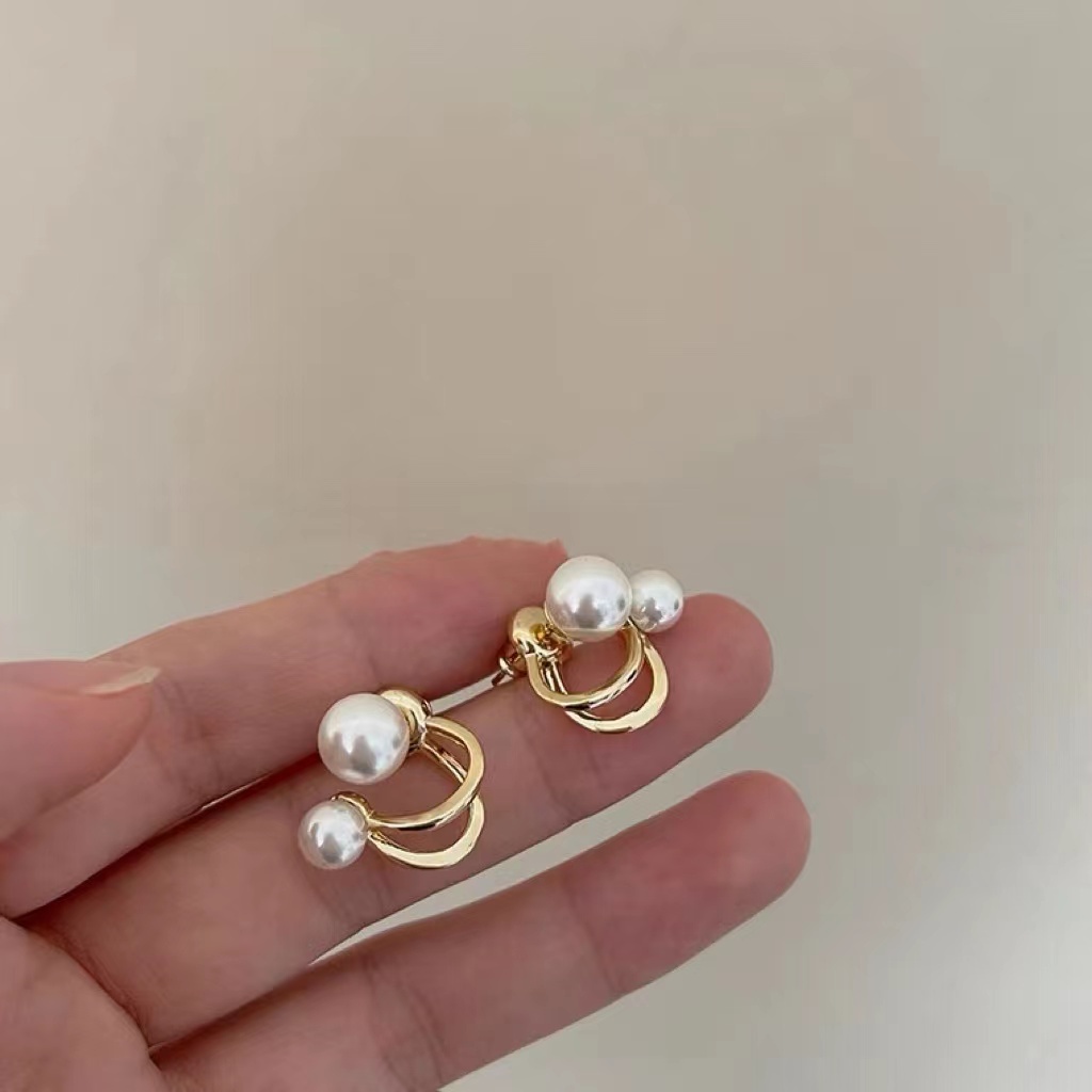 Bông Tai Đính Ngọc Trai Nhân Tạo Phong Cách Retro Pháp Độc Đáo Thời Trang Cho Nữ