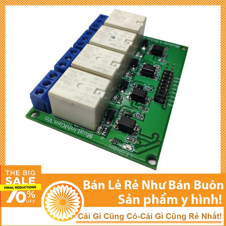 Module Relay 12V 4 Kênh 10A Cách Ly Quang