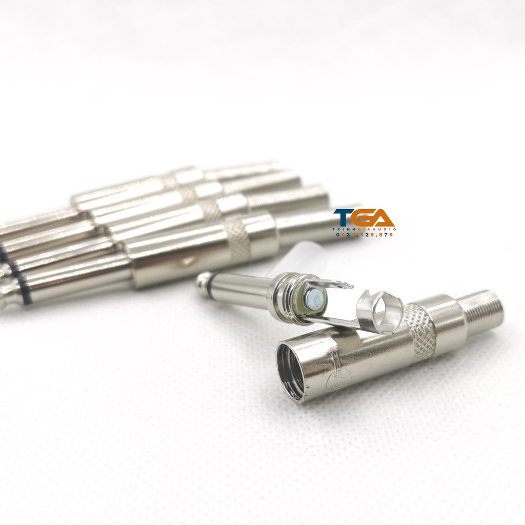 Jack rắc 6ly mono 2 khấc, stereo 3 khấc hàn dây, chân trắng