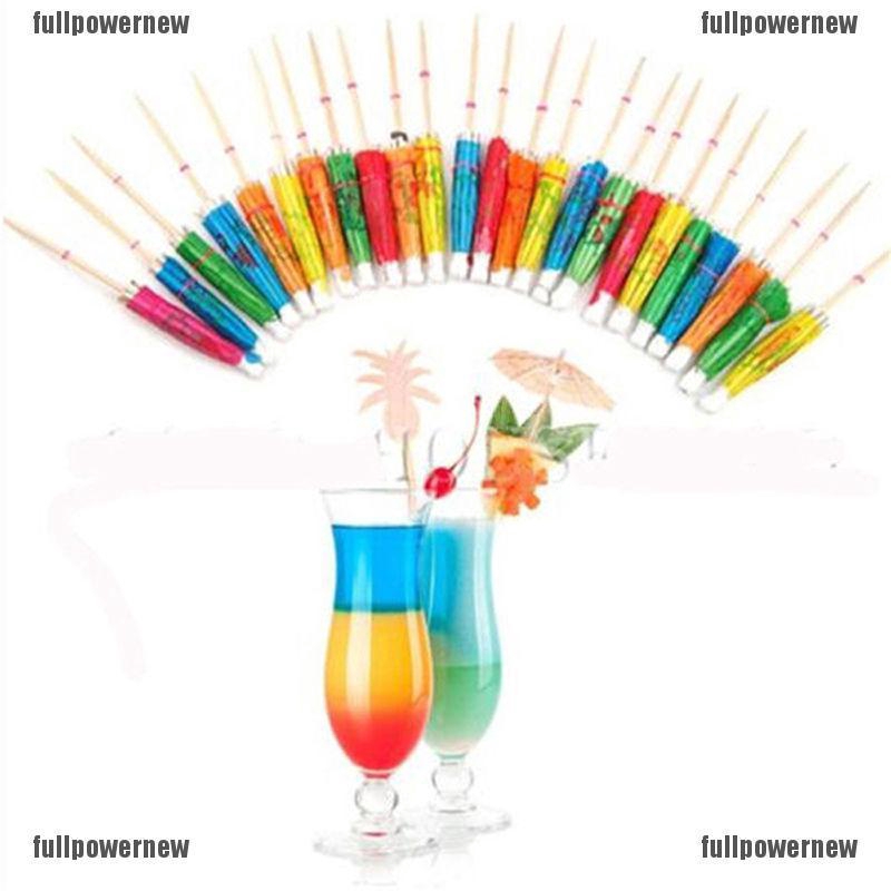 Bộ 50 cây dù bằng giấy dùng để trang trí ly nước