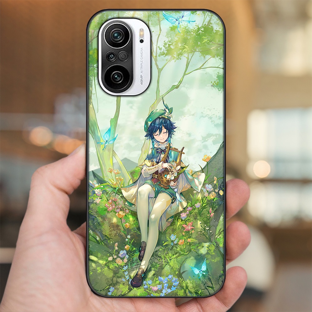 Ốp lưng Xiaomi K40 viền đen in hình Venti Genshin Impact