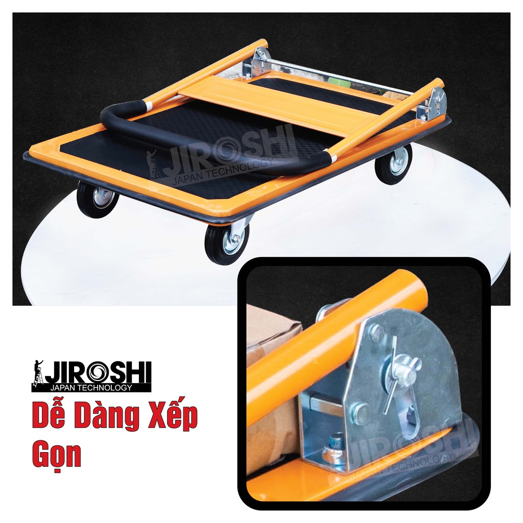 Xe Đẩy Hàng Tải 300kg JIROSHI Gấp Gọn Sàn Xe Lớn - Công Nghê Nhật Bản