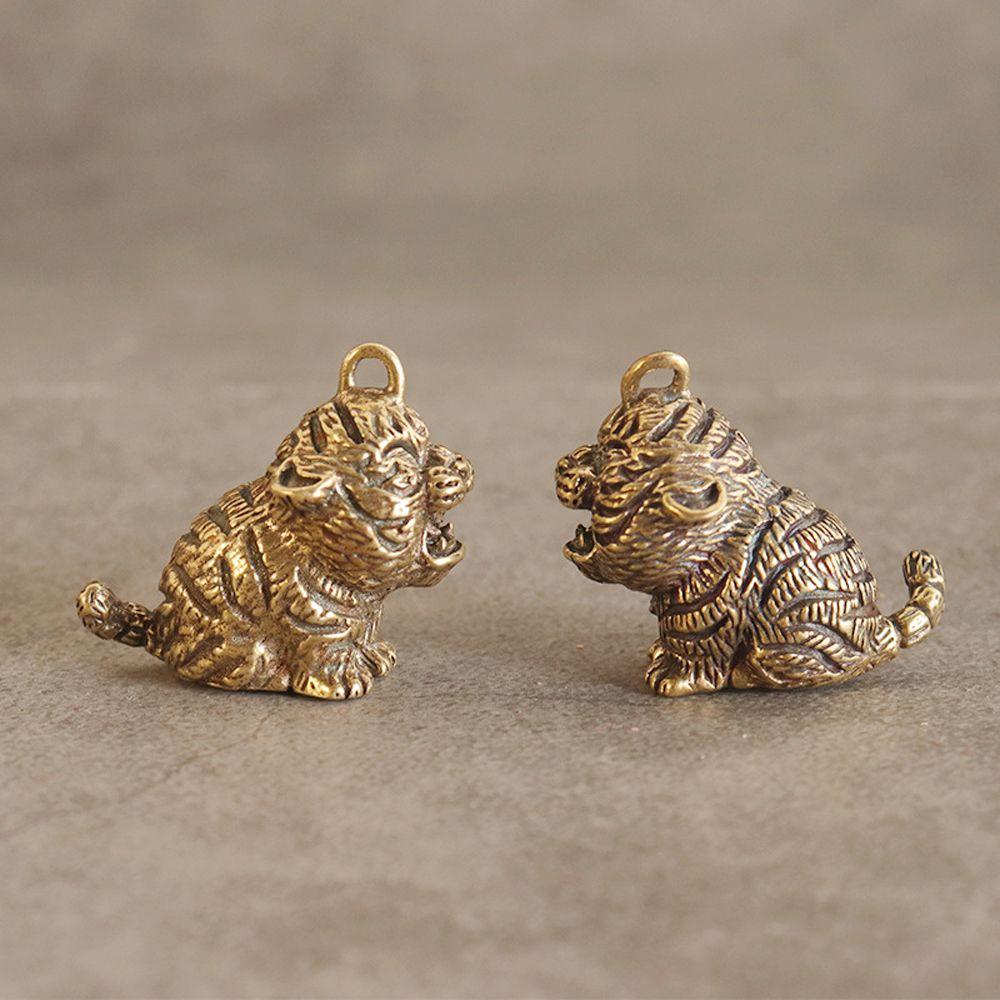 1 Móc Khóa Hình Hổ Bằng Đồng Thau Cứng Phong Cách Vintage