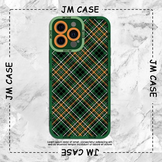 Ốp lưng iphone samsung xiaomi oppo cạnh vuông JM CASE họa tiết caro sọc kẻ xanh vàng