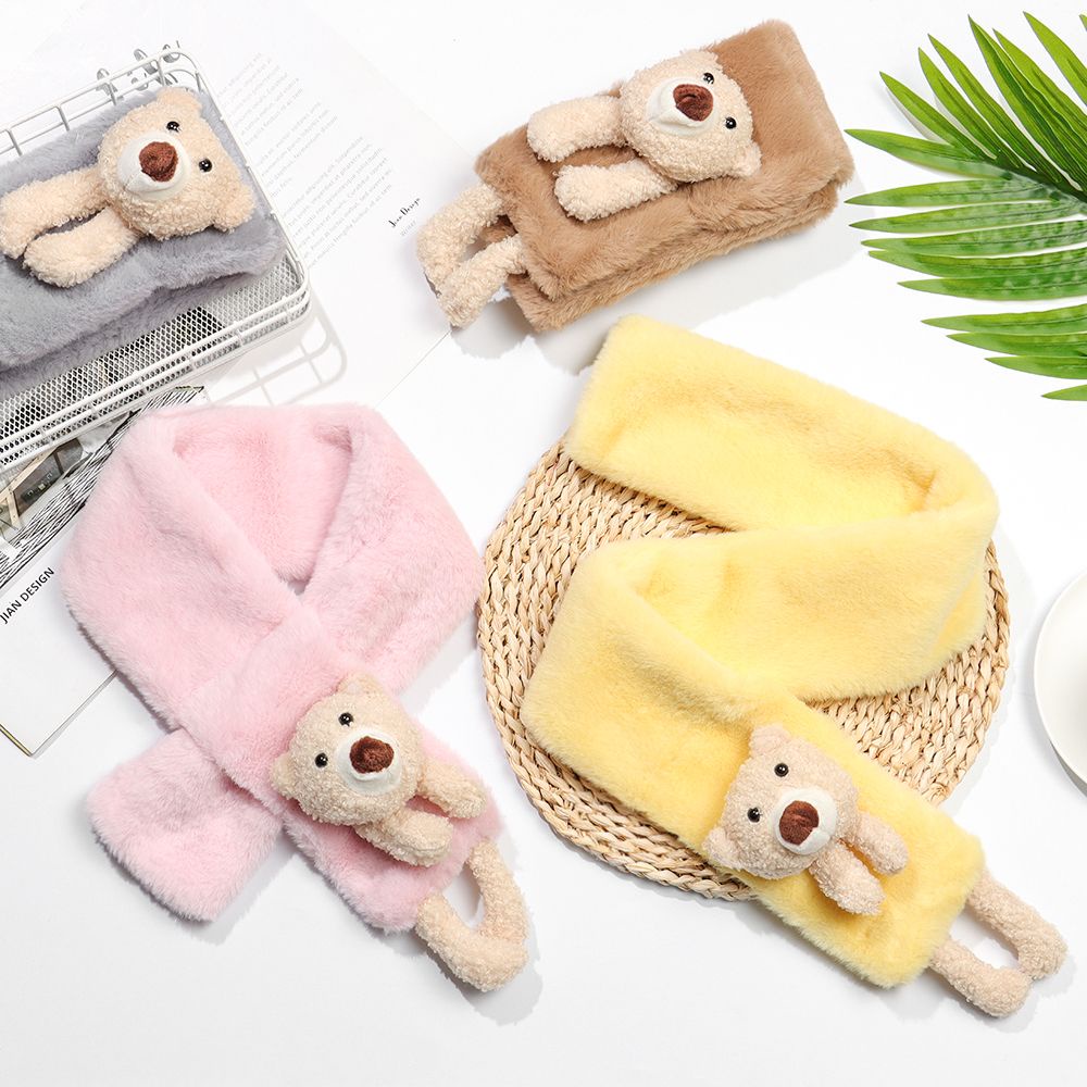 Khăn quàng cổ bằng lông nhân tạo dày dặn ấm áp chống gió xinh xắn dành cho bé