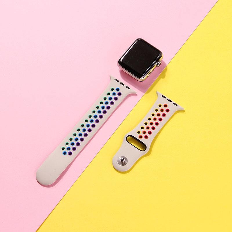 Dây Đeo Thoáng Khí Màu Cầu Vồng Cho Apple Watch Series 5 / 4 / 3 / 2 / 1 (42Mm / 38mm / 40mm / 44mm)