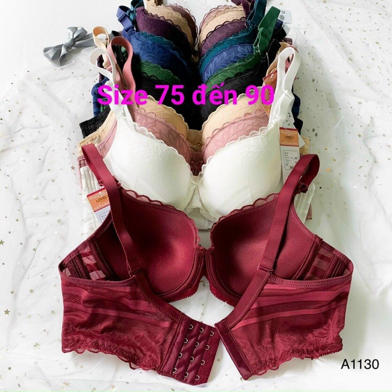 Áo Lót Mút Vừa Có Gọng. Áo Ngực Ren Đệm Vừa 4 Cài Nâng Ngực Hàng VNXK Nhật Lovely