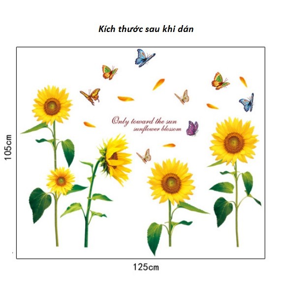 Decal dán tường Hoa hướng dương trang trí nhà cửa dễ thương, sáng tạo - Decal AmyShop