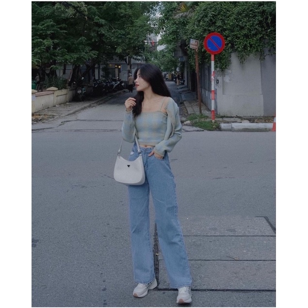 Set áo hai dây len kẻ ô kèm cardigan cùng màu phong cách Hàn Quốc - Xưởng May Hạnh Hồng | BigBuy360 - bigbuy360.vn