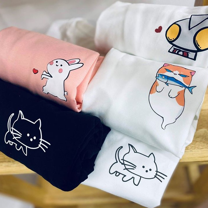 [Hàng Xịn, Gía Tốt] Áo Phông Thun Nữ Tay Ngắn Hình Icon Xương Cá Nhiều Màu - Unisex - Cotton - Mã AT017