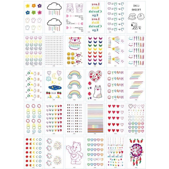 Set 30 Hình Xăm Dán Tạm Thời Chống Nước Nhiều Màu Sắc