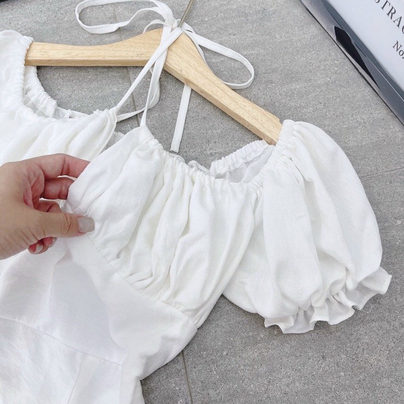 Đầm Maxi - Váy xẻ tà chất đũi Quảng Châu, xếp ly ngực eo thon gọn siêu hack dáng, dây cổ yếm, có mút ngực HK SHOP9720 | BigBuy360 - bigbuy360.vn