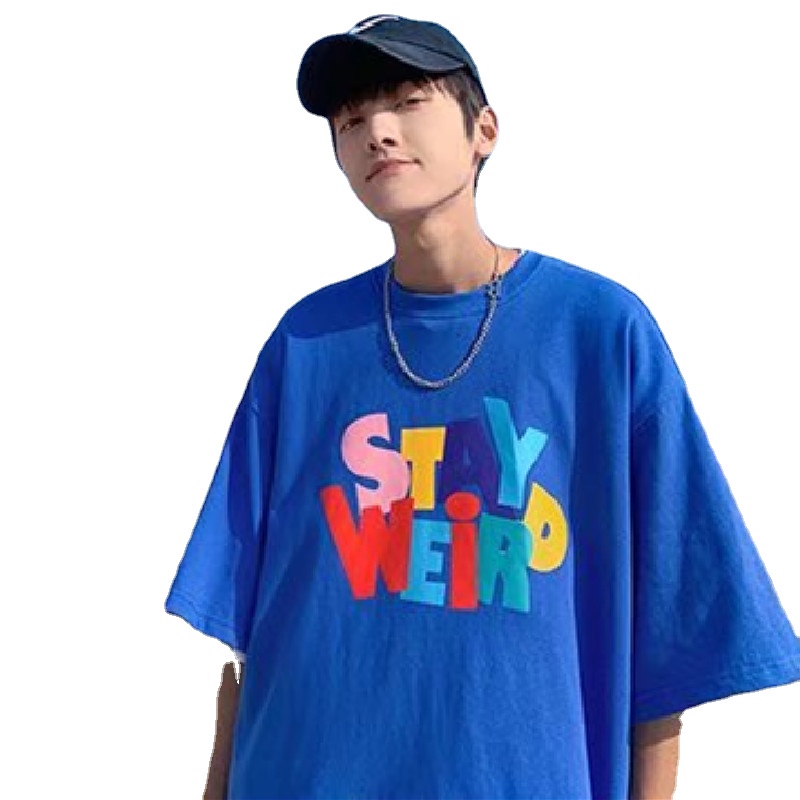 Áo Thun Nam Tay Ngắn Dáng Rộng In Chữ Phong Cách Hong Kong Thời Trang Mùa Hè Cỡ M-5XL