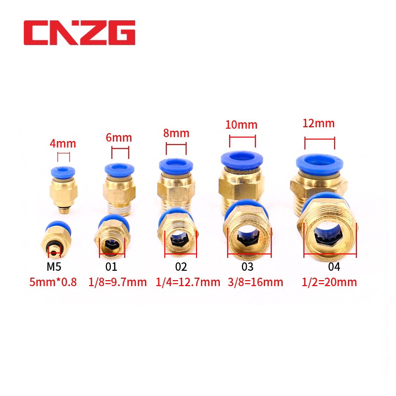 Khớp nối nhanh khí PC ren ngoài cắm dây hơi các loại