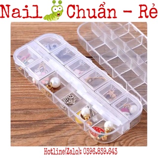 Khay chia đá 12 ô - khay đựng đá gắn móng, hộp nhựa 12 ô đựng đá, charm, phụ kiện nail - khay nhựa bền