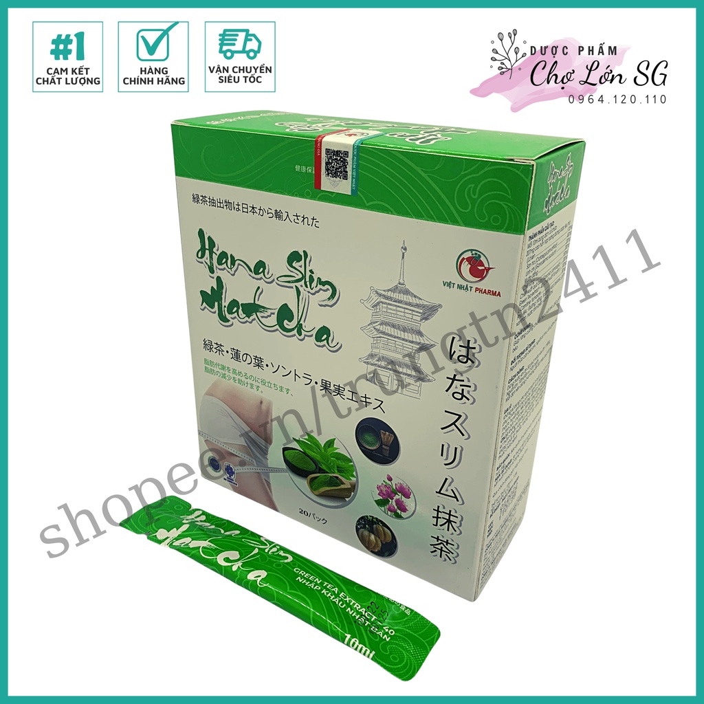 Nước uống giảm cân HANA SLIM MATCHA  giúp tăng cường chuyển hóa chất béo - Hộp 20 gói