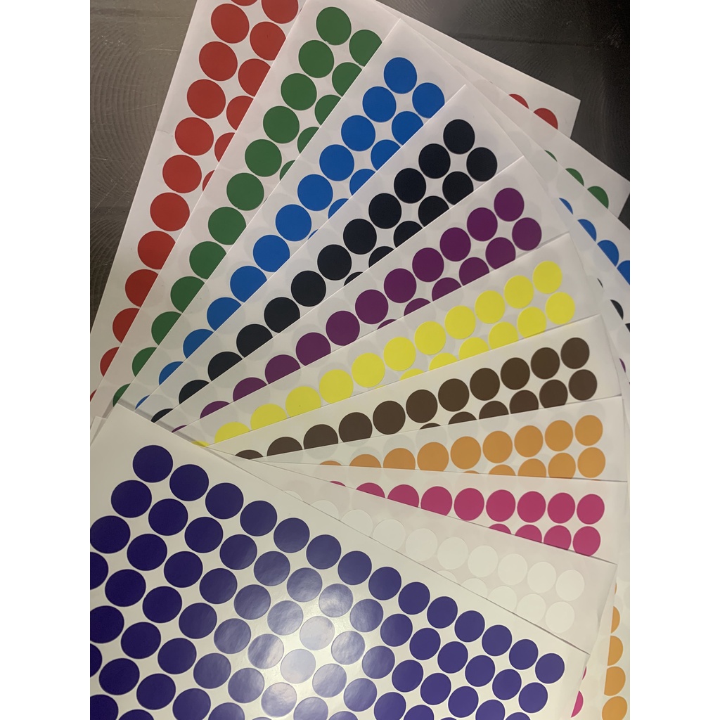 [Giá Tại Xưởng] COMBO 100 tờ (6000- 15000 cái) tem nhãn dán decal hình tròn màu các size 1 cm, 2cm, 3 cm, 4 cm