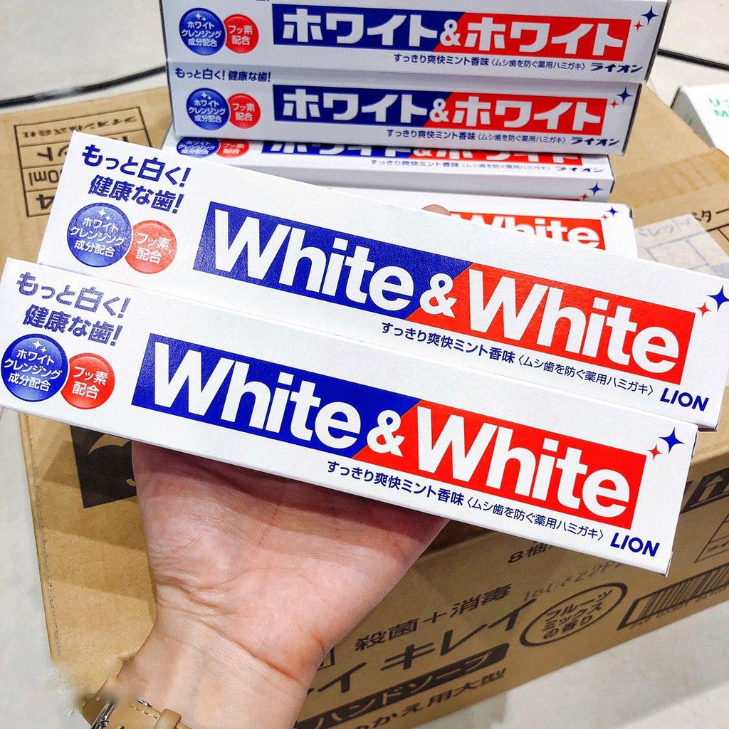 Kem Đánh Răng White And White Lion Nhật Bản 150Gr - KEM ĐÁNH RĂNG TRẮNG RĂNG