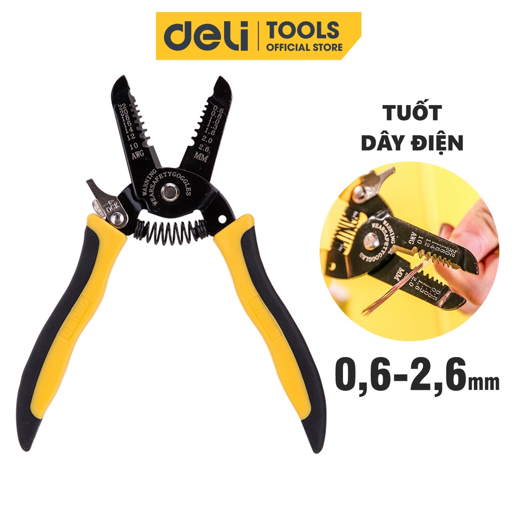 Kìm Tuốt Dây Điện Đa Năng Deli Cao Cấp Chính Hãng 0,6-2,6mm - Tay Cầm Chống Trơn Trượt - Sử Dụng Nhiều Mục Đích EDL2607