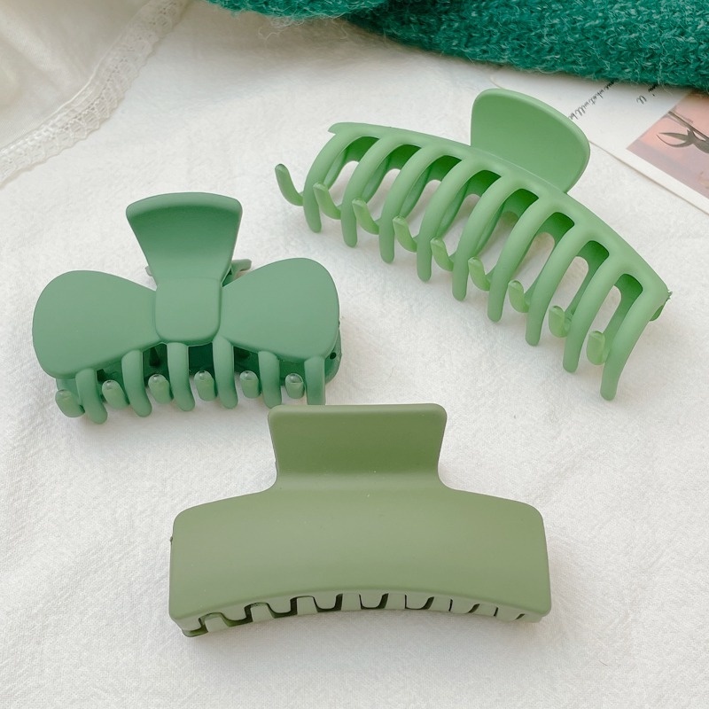 Kẹp Tóc Càng Cua Trong Suốt Màu Xanh Lá Thời Trang Hàn Quốc Cho Nữ