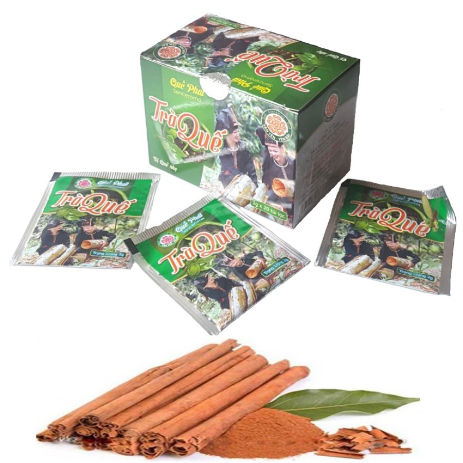 (Bán sỉ) Hộp Trà quế Quế Phát 40g (20 túi lọc 2g) (Vị NHẸ thơm) - Đặc sản vùng Quế Văn Yên Yên Bái - NPP HS Shop