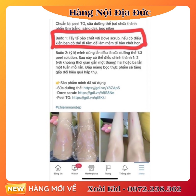 Tẩy da chết body DOVE nội địa Đức, Đủ Bill và Review | BigBuy360 - bigbuy360.vn