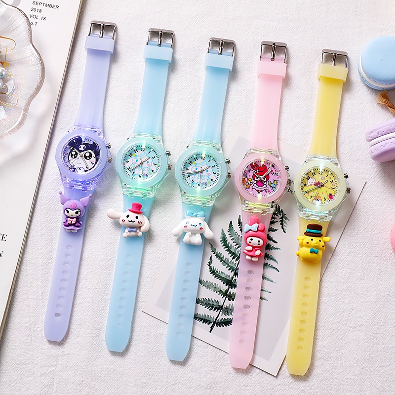 Sanrio Đồng Hồ led 7 Màu Họa Tiết Hoạt Hình my melody hello kitty sanrio