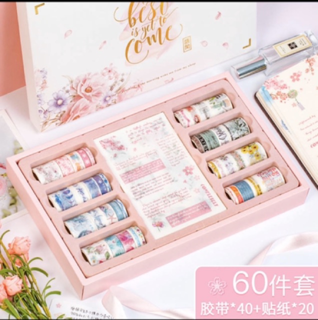 Set 40 cuộn băng keo và 40 tấm hình dán sticker