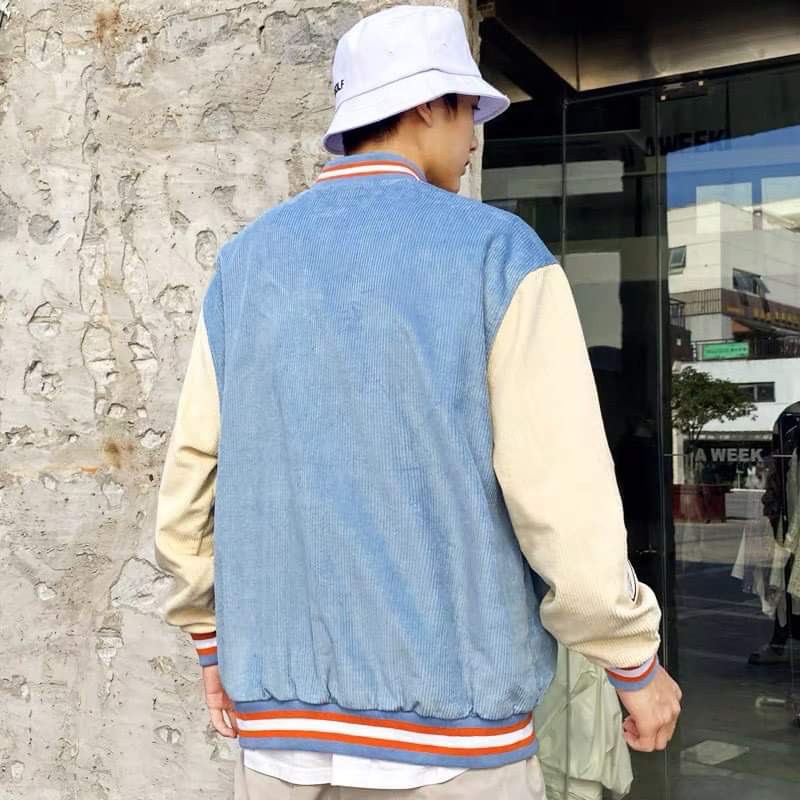 ÁO KHOÁC MLBNY BOMBER NHUNG TĂM LOGO - ÁO VARSITY NAM NỮ UNISEX - HÀNG CÓ SẴN