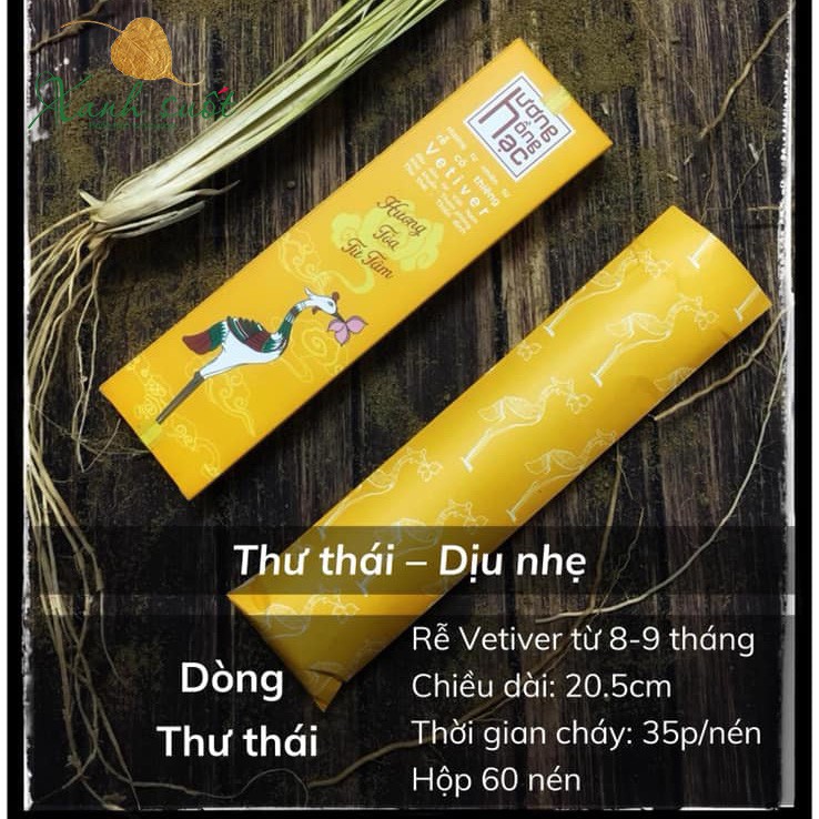 [Nhang Sạch] Hương Hồng Hạc Từ Rễ Cỏ Vetiver- Thơm Thư Thái 50 Nén [Xanh Suốt]