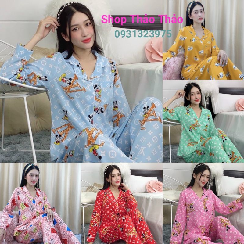 Đồ Bộ Pijama Lụa Thái Mềm Mát Tay Dài Có Size 3XL