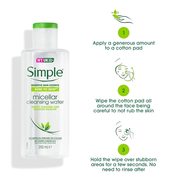 [CHÍNH HÃNG] Nước tẩy trang Simple, tẩy trang sạch sâu dịu nhẹ Kind To Skin Micellar Water