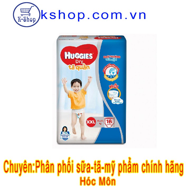 Tã quần Huggies size XXL – 16 miếng (15-25kg)- mẫu mới đệm mây