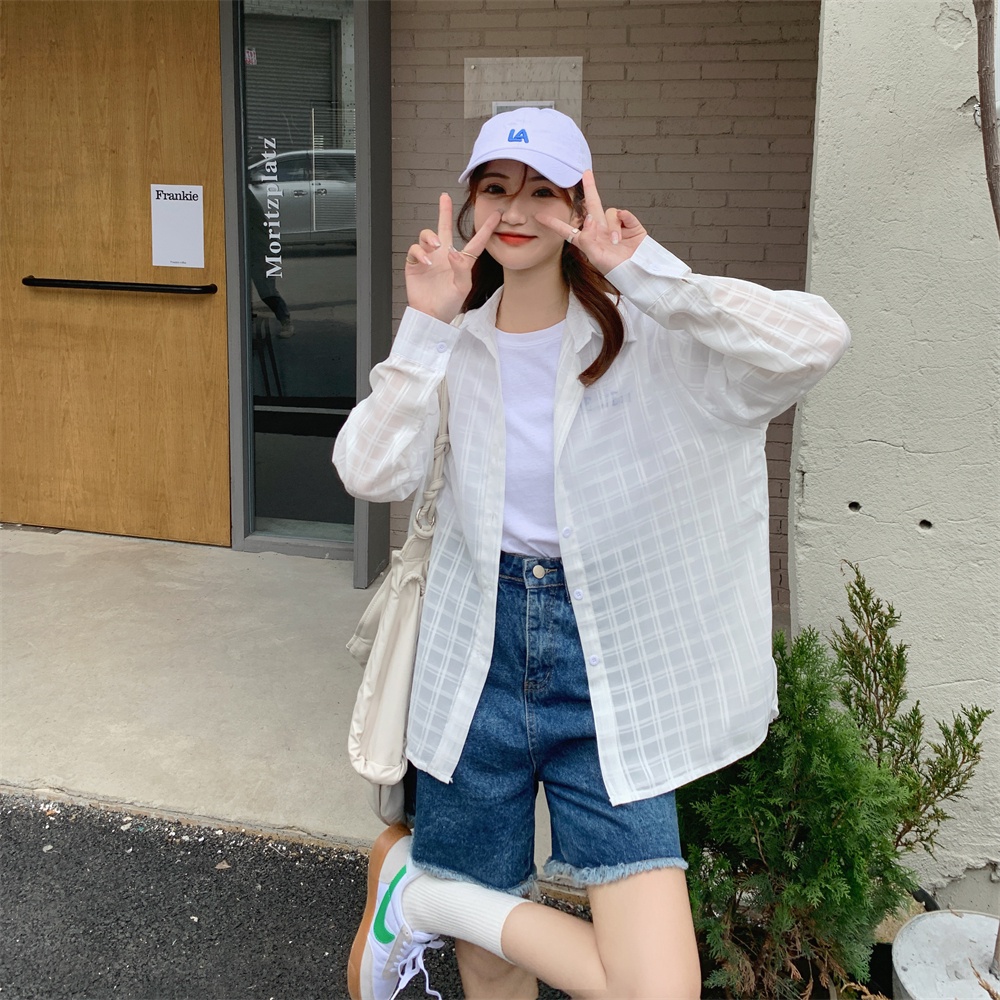 Áo Sơ Mi Trắng Kẻ Sọc Thời Trang Mùa Hè Mới Cho Nữ