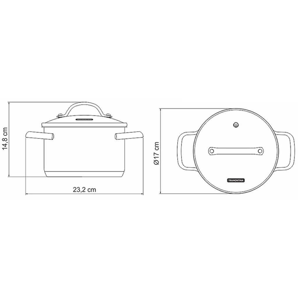 Nồi Inox Sâu đáy từ Tramontina Una 16cm - 1.8L