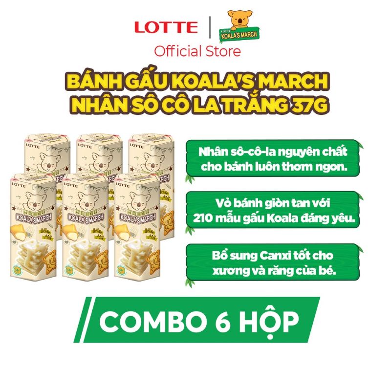 Lốc 6 Hộp Bánh Gấu Lotte Koala's Mark Nhân Kem
