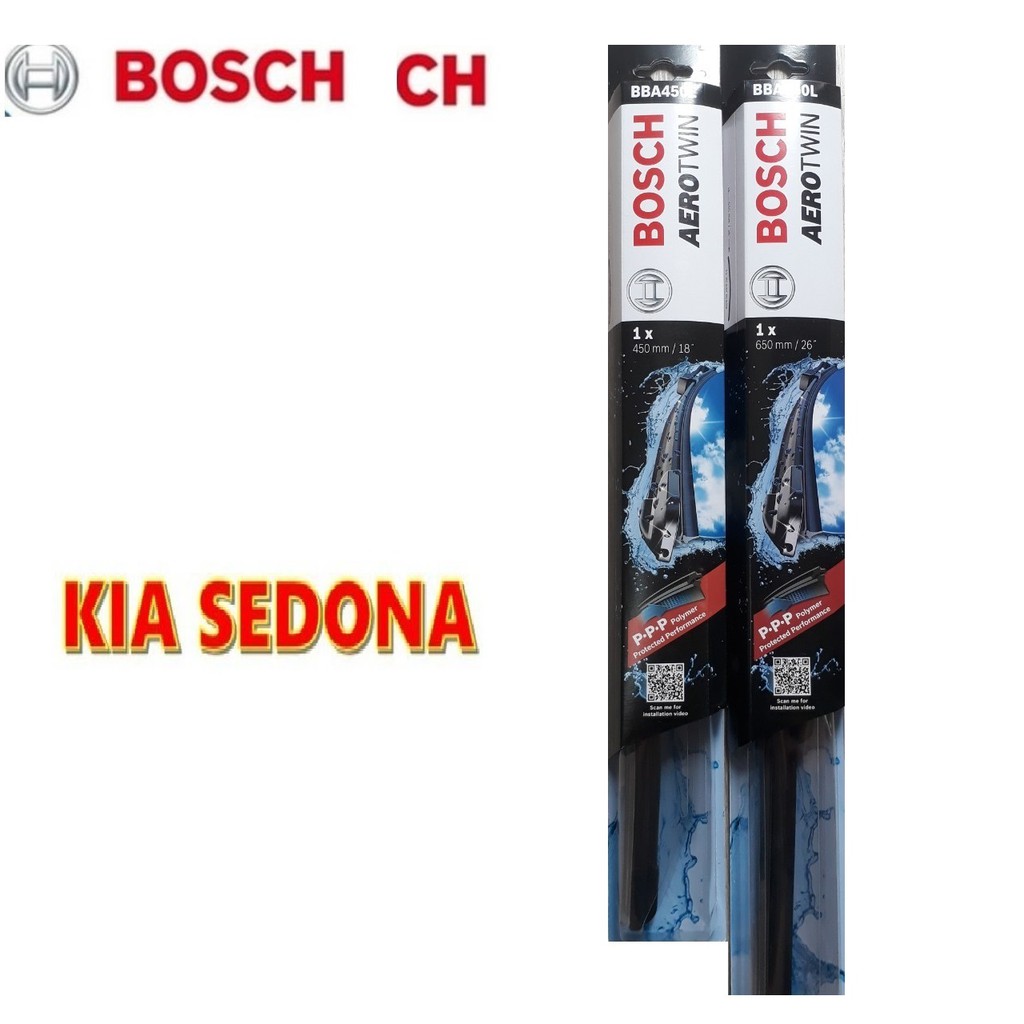 Bộ 2 Gạt mưa cho xe KIA SEDONA sản xuất từ đời 2006 đến 2016 BOSCH AEROTWIN Chính Hãng  ( 18” = 450mm + 26” = 650mm ).