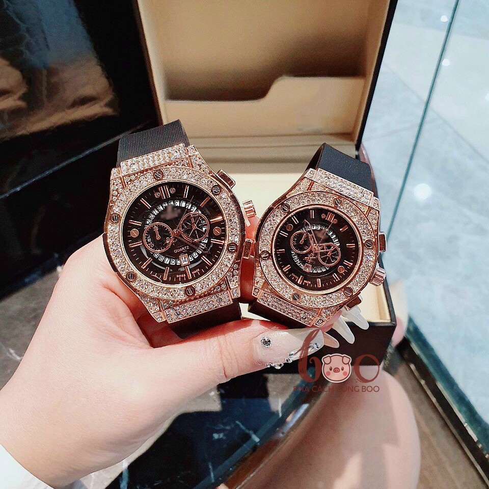 Đồng hồ Nam Nữ Hulot Dây Cao Su Thơm Hương Vanila FULL Đá Sang Trọng