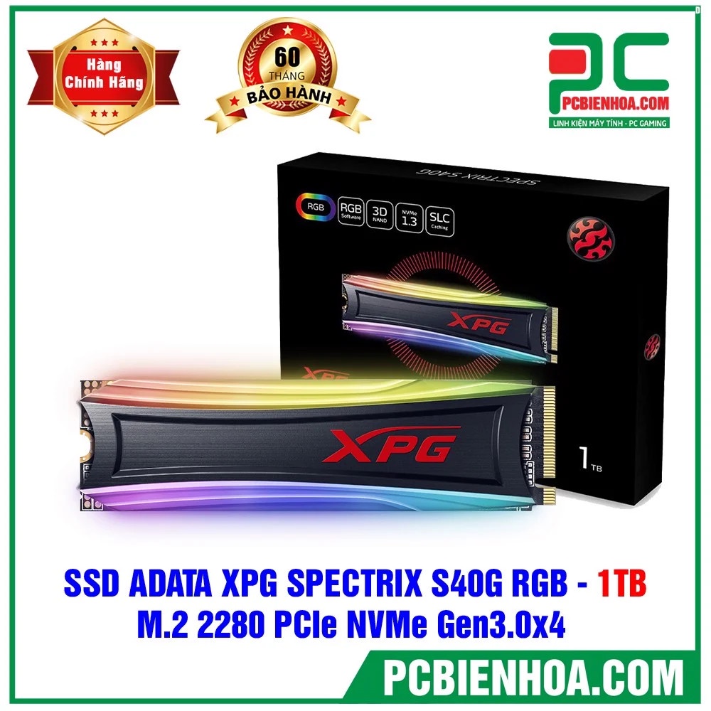 Ổ CỨNG SSD ADATA XPG SPECTRIX S40G RGB - 1TB M.2 2280 PCIE NVME GEN3.0X4 CHÍNH HÃNG 5 NĂM