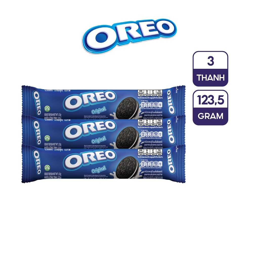 Combo 3 thanh bánh quy Oreo các vị, 123.5g x 3