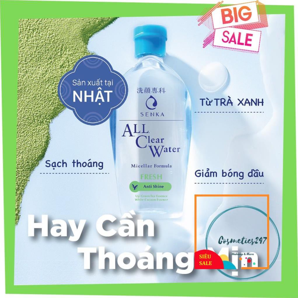 Nước tẩy trang Senka sạch thoáng All Clear Water Fresh 230ml  Không dầu gây nhờn, không kích ứng, không chất tạo màu