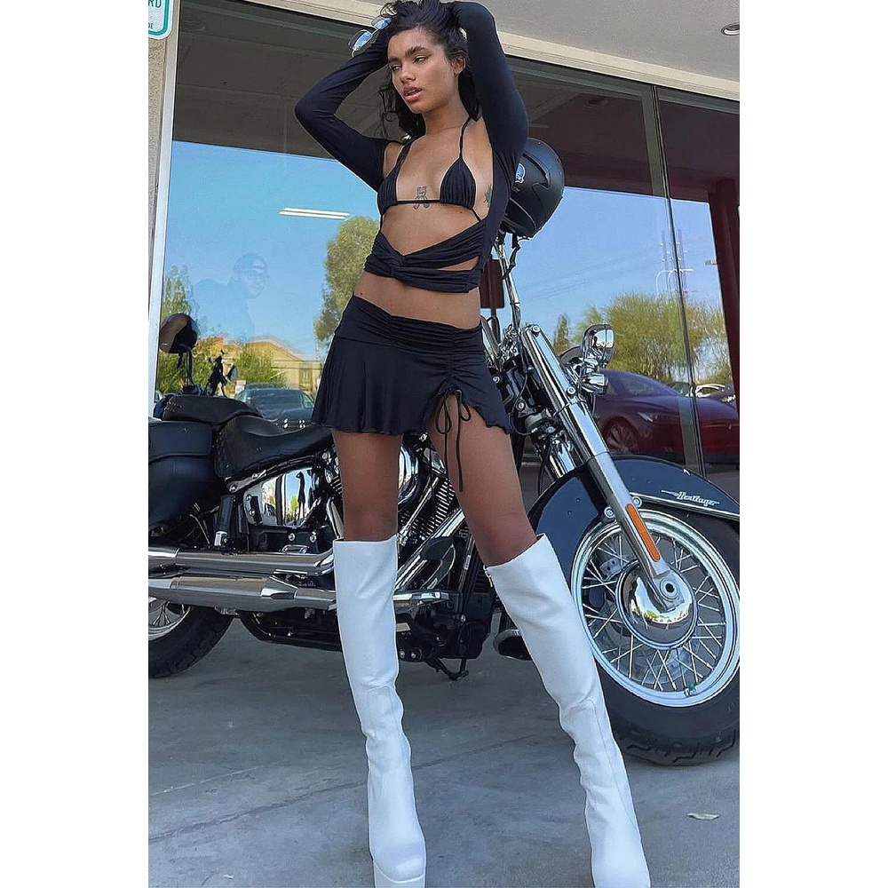 2022 mùa thu đông phong cách mới bốt cao cổ hiệp sĩ bốt sexy phong cách âu mỹ bốt dài ngón chân vuông đế dày-chân đế cao-heeled dày-heeled bên dây kéo bốt thời trang 14cm ultra-cao gót