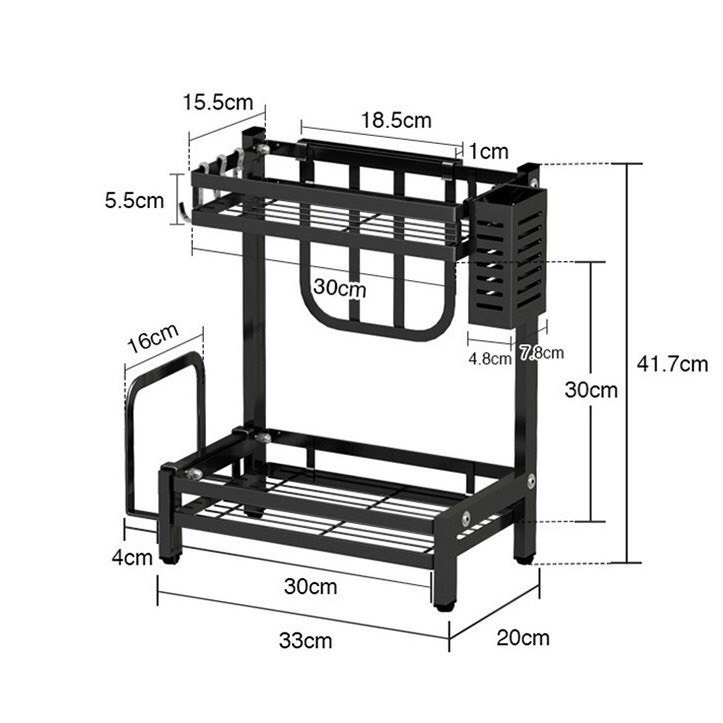 FREESHIP  KỆ GIA VỊ 2 Tầng - Giá Đựng Đồ Nhà Bếp Đa Năng Sơn Đen Tĩnh Điện