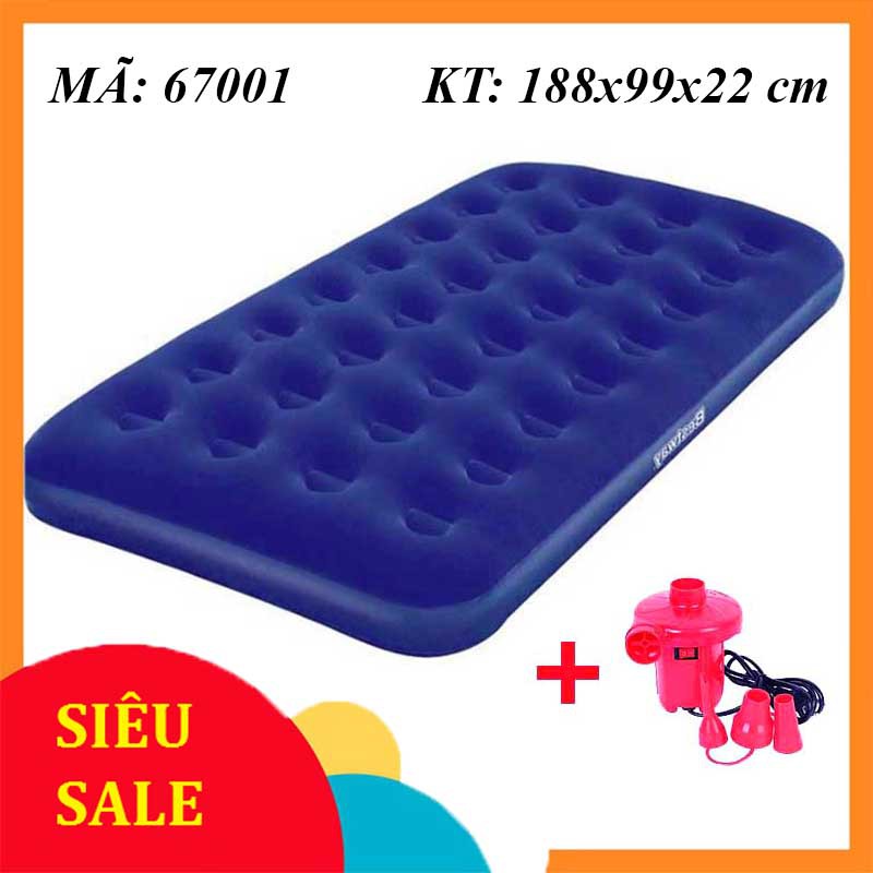 Đệm hơi BestWay cao cấp - Nệm hơi BestWay 67001 Kích Thước 188cm*99cm*22cm BH 12 Tháng