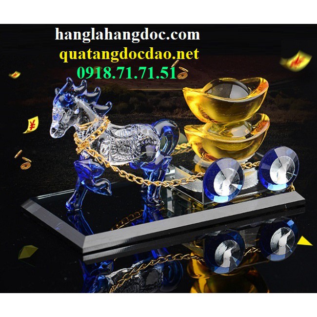 Tượng ngựa kéo thỏi vàng, biểu tượng của tài lộc & công danh sự nghiệp luôn thăng tiến (có khay chứa nước hoa)