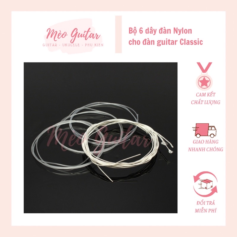Bộ 6 dây đàn guitar classic chuyên lắp cho các xưởng giá rẻ chất lượng | dây đàn Nylon | dây đàn cho Guitar Classic