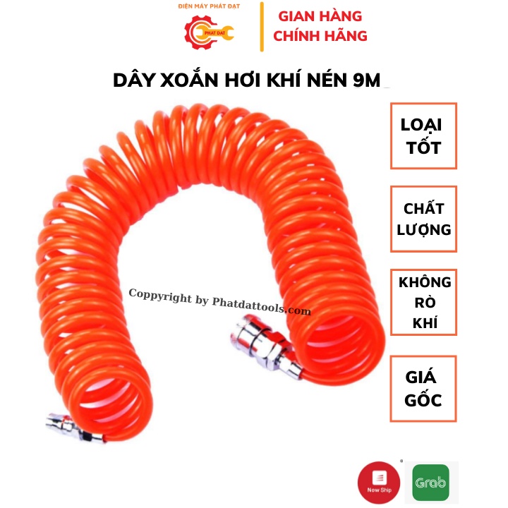 Combo Dây xoắn hơi 9m và đồng hồ bơm lốp Đài Loan Hàng Chất Lượng