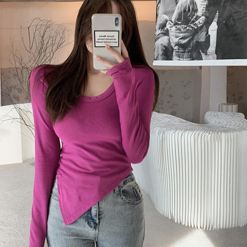 Áo kiểu tay dài màu sắc thanh lịch cho nữ