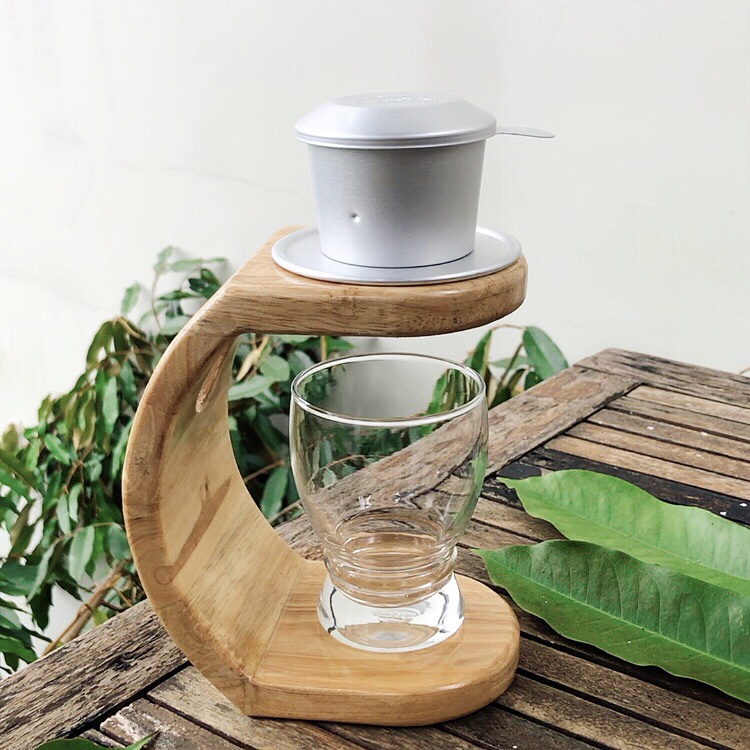 Kệ Khay Giá Đỡ Pha Cà Phê Phin Bằng Gỗ Thủ Công Phong Cách Mộc Vintage.