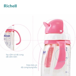 Bình ống hút PPSU Richell 320ml hồng